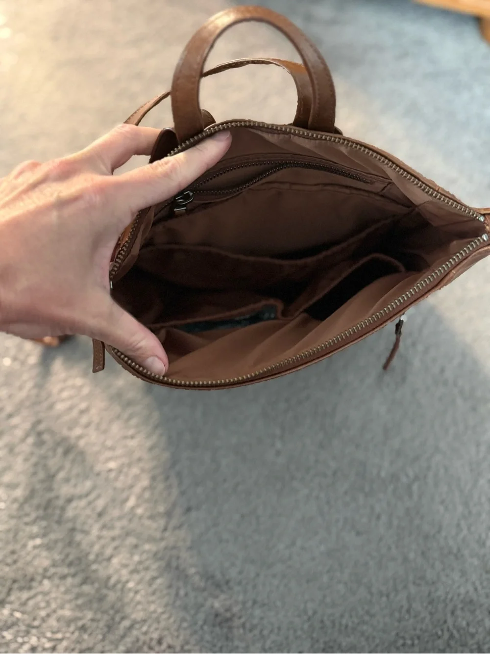 Brown Leather Backpack Tote - Classic Carry